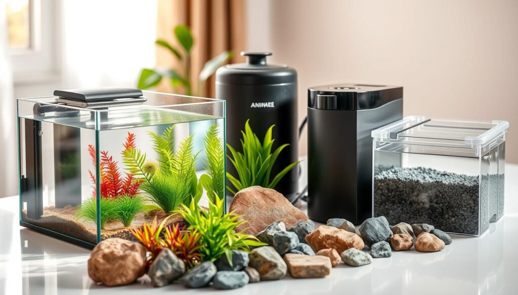 Equipamentos básicos para montar um aquário de água doce Filtro, aquecedor e outros equipamentos básicos para um aquário de água doce