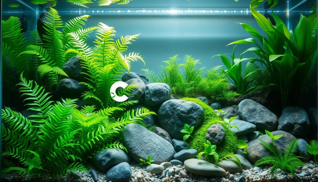 Aquário low tech com Anubias e outras plantas de baixa exigência